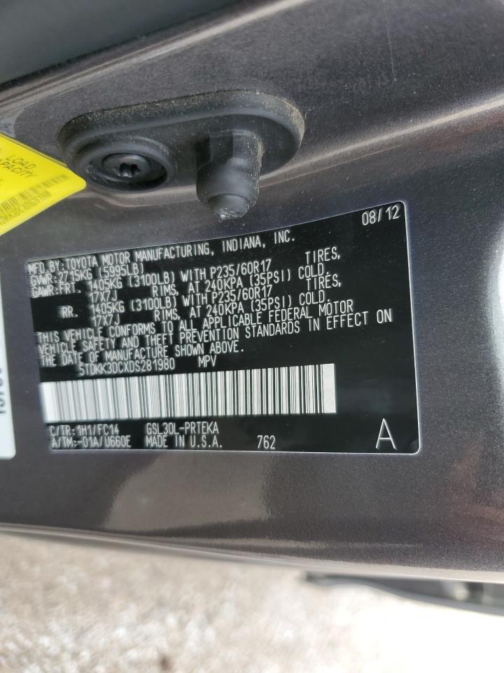 2013 Toyota Sienna Le VIN: 5TDKK3DCXDS281980 Lot: 63806605