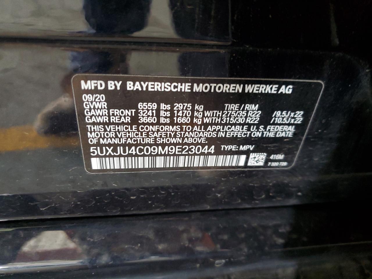 2021 BMW X5 M50I VIN: 5UXJU4C09M9E23044 Lot: 65112355