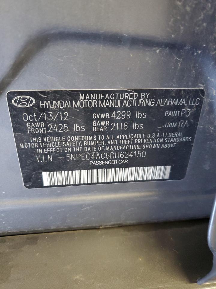 2013 Hyundai Sonata Se VIN: 5NPEC4AC6DH624150 Lot: 64726225