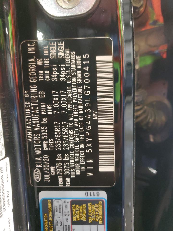 2020 Kia Sorento L VIN: 5XYPG4A39LG700415 Lot: 66138775