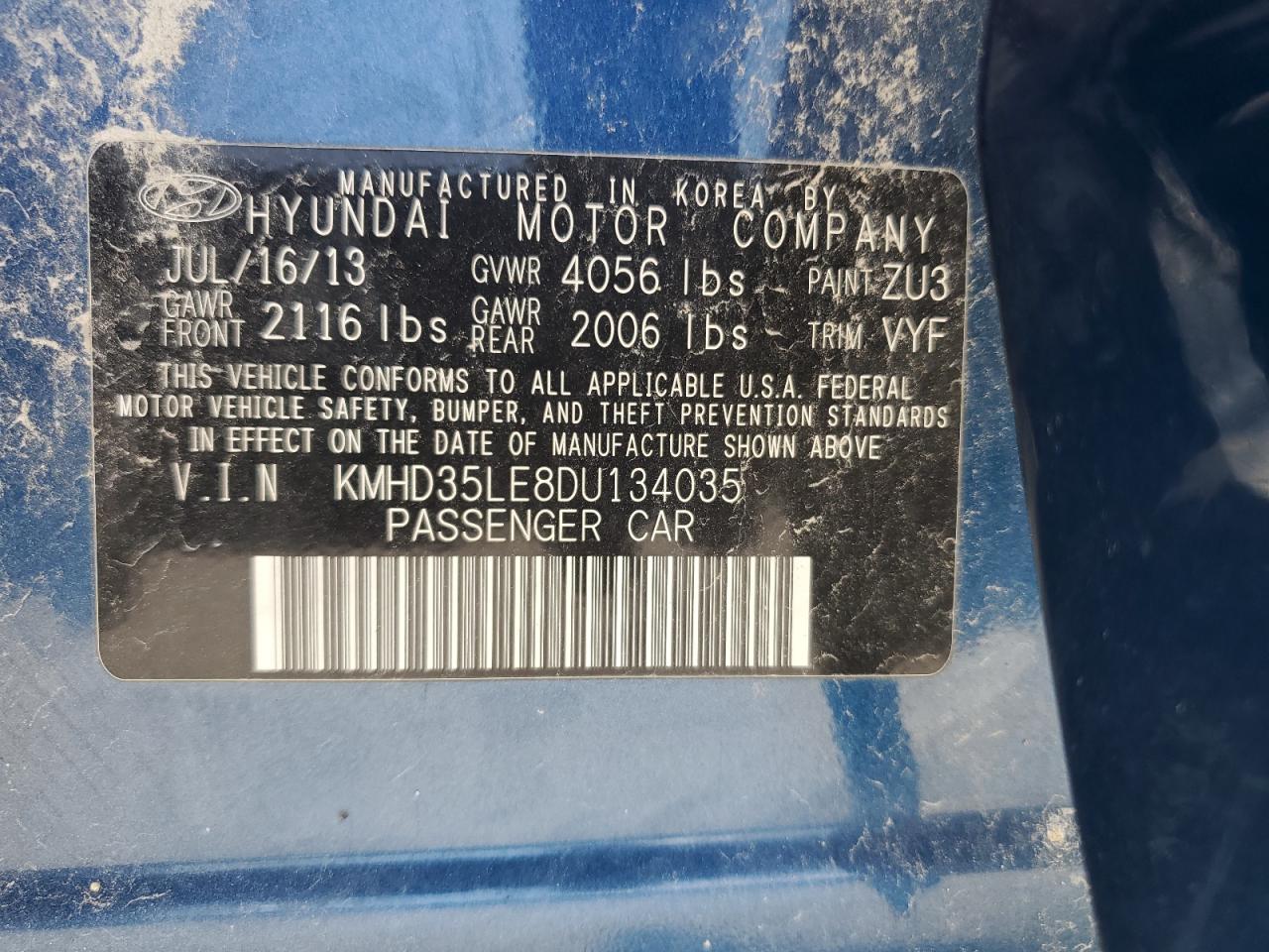2013 Hyundai Elantra Gt VIN: KMHD35LE8DU134035 Lot: 66382545