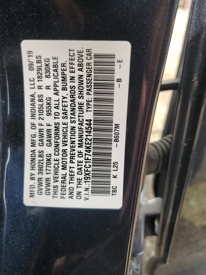 2019 Honda Civic Exl VIN: 19XFC1F74KE214544 Lot: 63973725