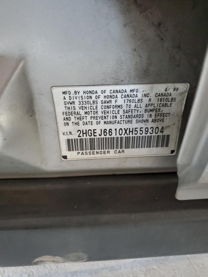 1999 Honda Civic Base VIN: 2HGEJ6610XH559304 Lot: 65701825