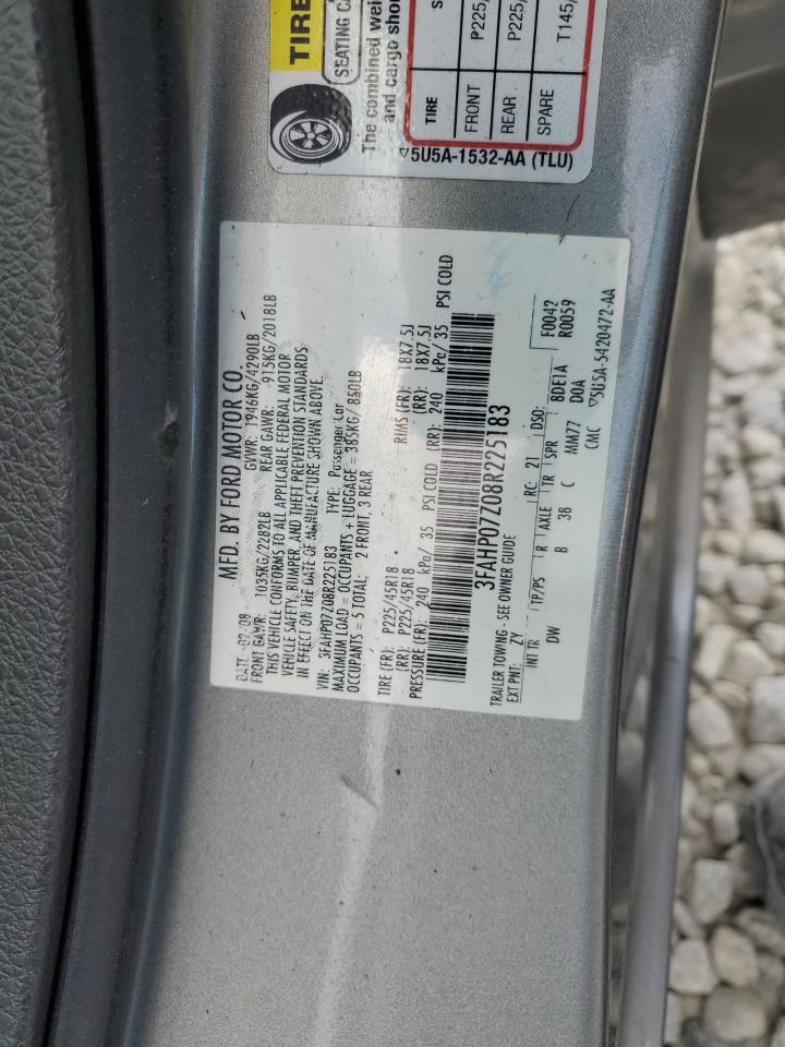 2008 Ford Fusion Se VIN: 3FAHP07Z08R225183 Lot: 64192865