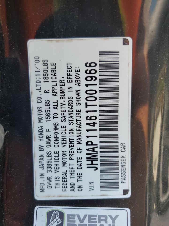 2001 Honda S2000 VIN: JHMAP11461T001966 Lot: 65192235