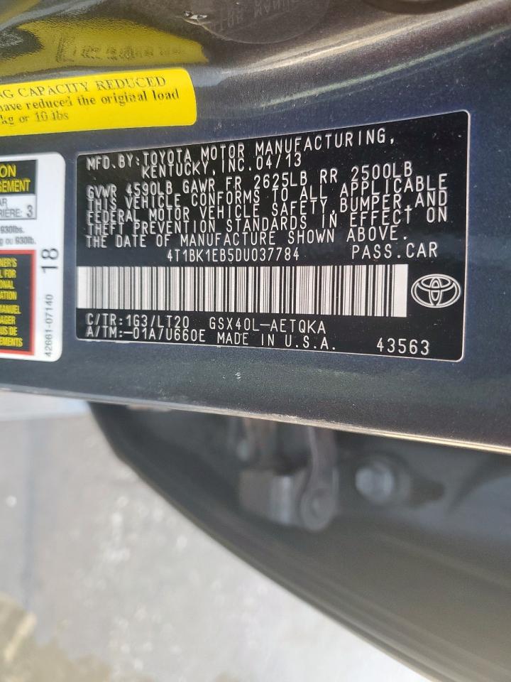 2013 Toyota Avalon Base VIN: 4T1BK1EB5DU037784 Lot: 64789845