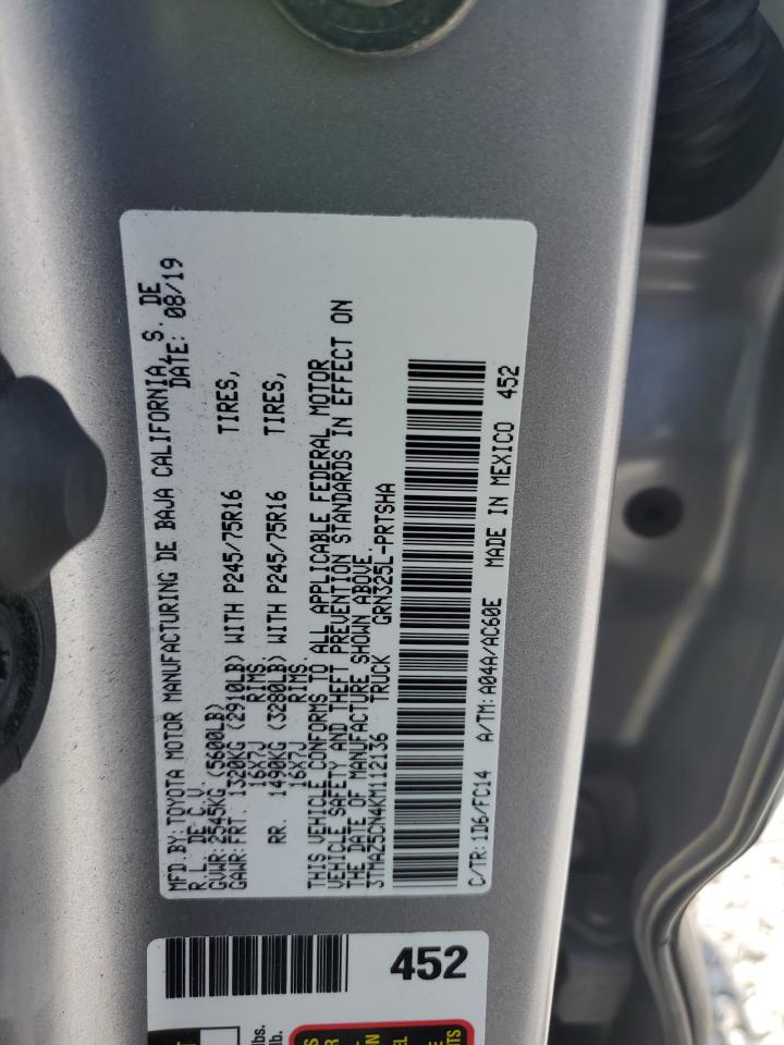 2019 Toyota Tacoma Double Cab VIN: 3TMAZ5CN4KM112136 Lot: 65142475