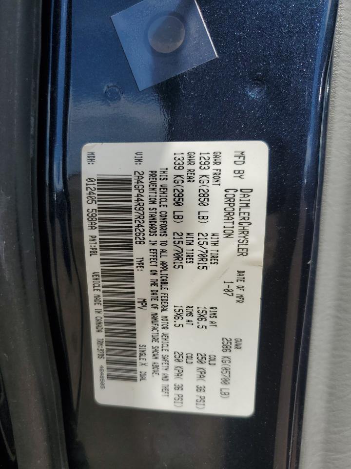 2007 Chrysler Town & Country Lx VIN: 2A4GP44R97R242628 Lot: 64423555