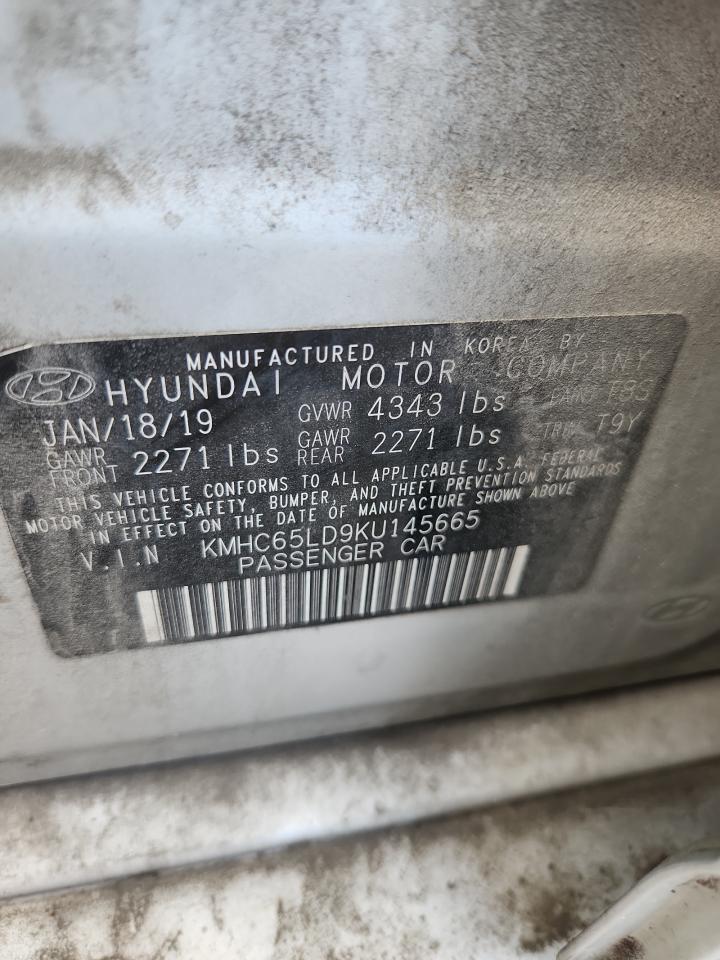 2019 Hyundai Ioniq VIN: KMHC65LD9KU145665 Lot: 63315745
