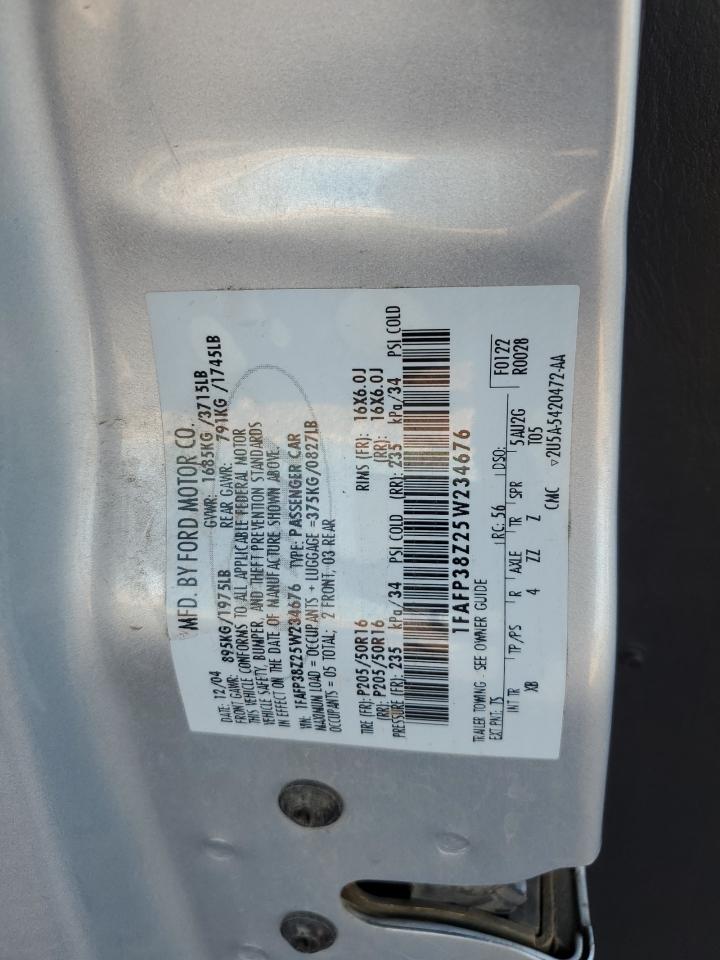 2005 Ford Focus Zx4 St VIN: 1FAFP38Z25W234676 Lot: 65231075