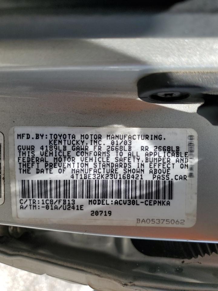 2003 Toyota Camry Le VIN: 4T1BE32K23U168421 Lot: 65241045