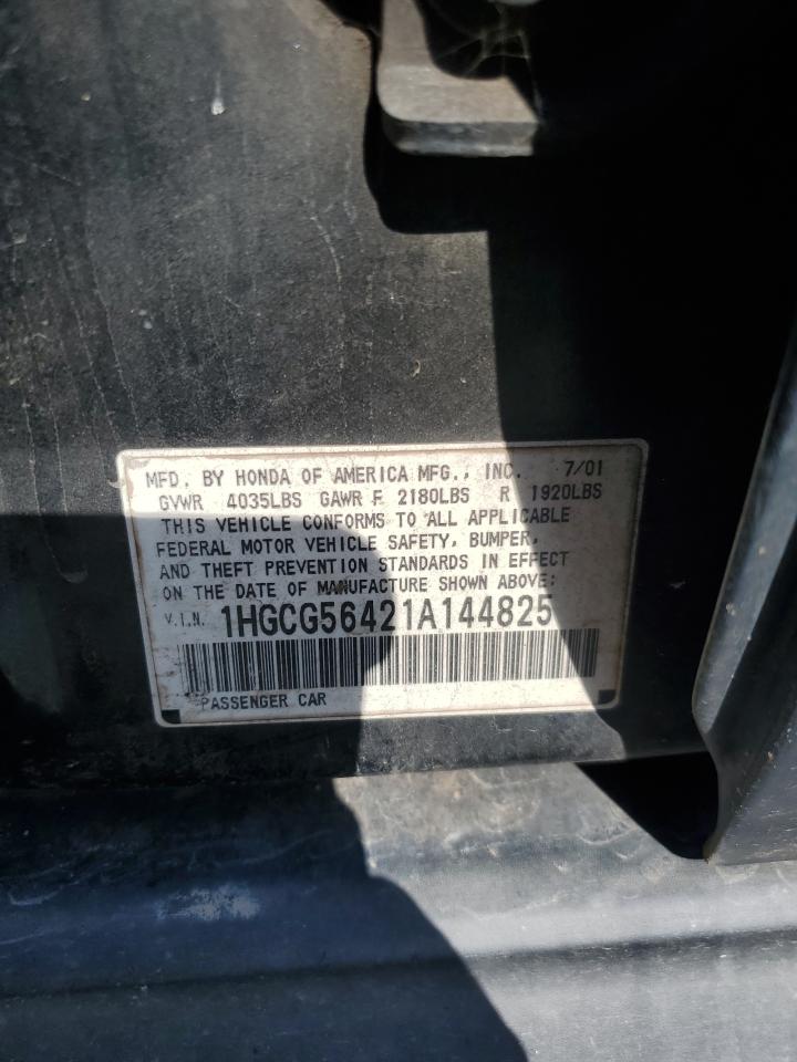 2001 Honda Accord Lx VIN: 1HGCG56421A144825 Lot: 64596595