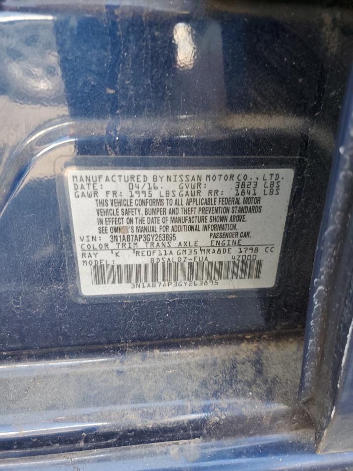 2016 Nissan Sentra S VIN: 3N1AB7AP3GY263895 Lot: 65176575