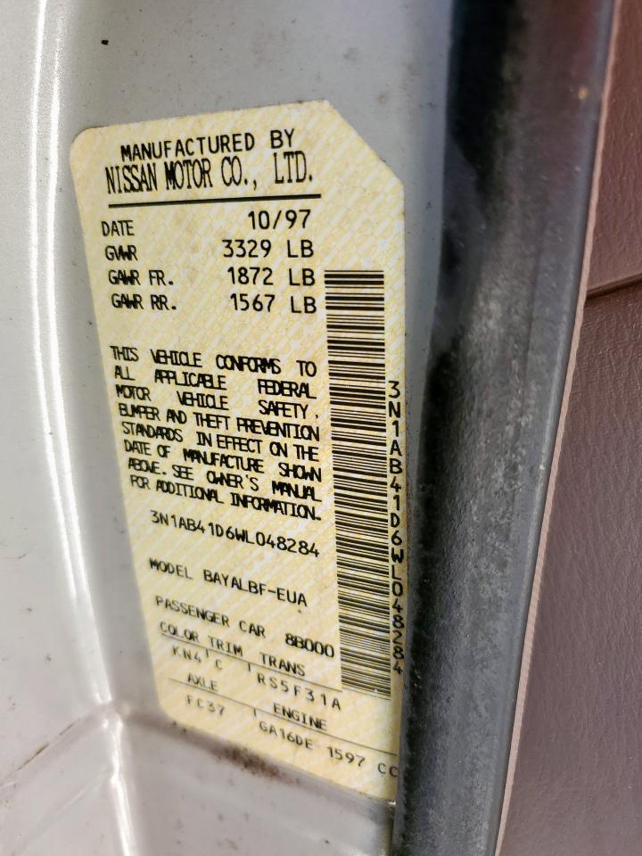 1998 Nissan Sentra Xe VIN: 3N1AB41D6WL048284 Lot: 65344435