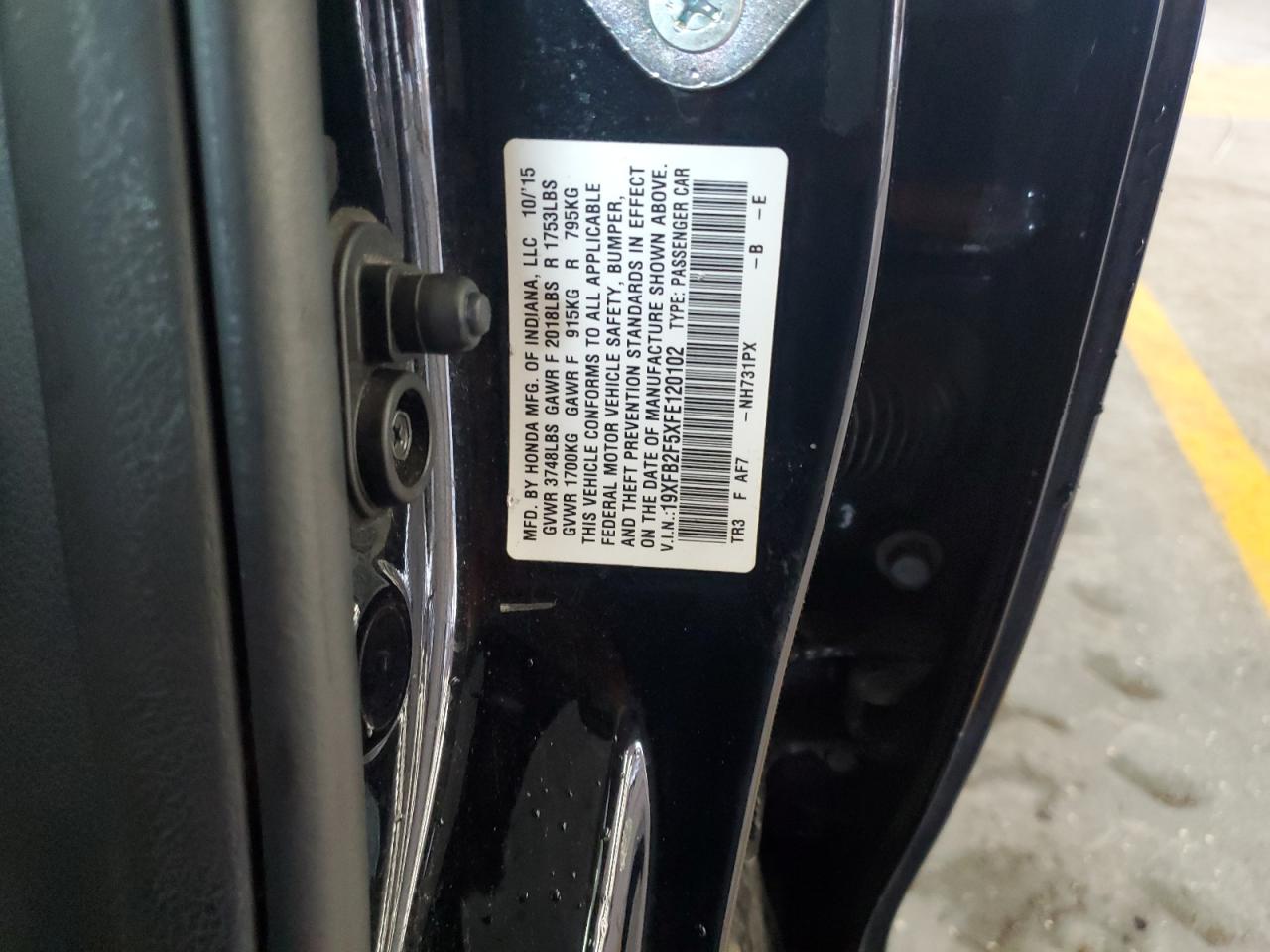 2015 Honda Civic Lx VIN: 19XFB2F5XFE120102 Lot: 66920955