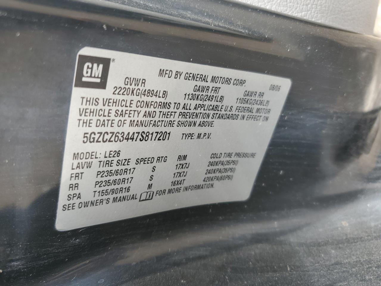 5gzcz63447s817201 5GZCZ63447S817201 2007 Saturn Vue