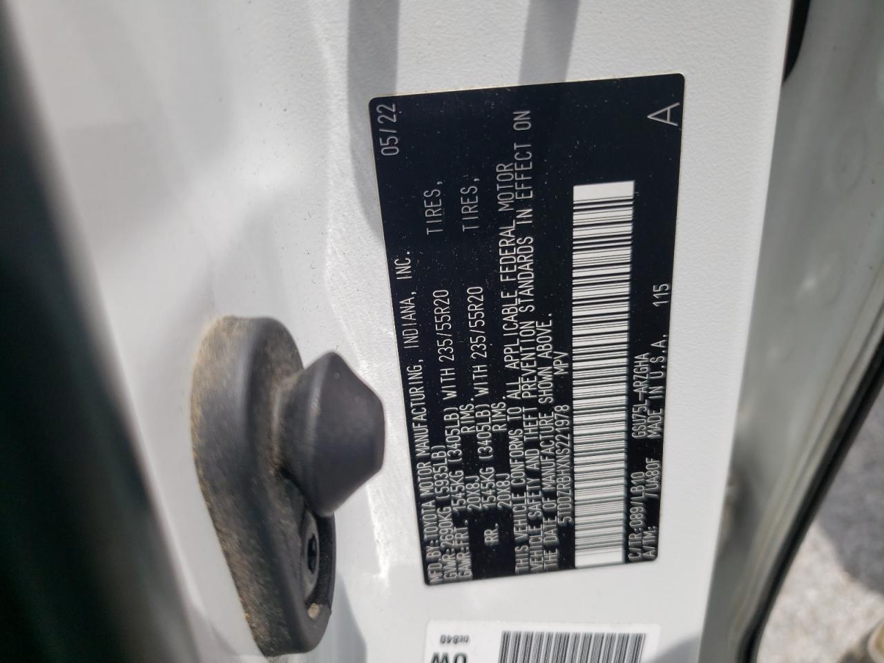2022 Toyota Highlander Limited VIN: 5TDDZRBHXNS221978 Lot: 64085515