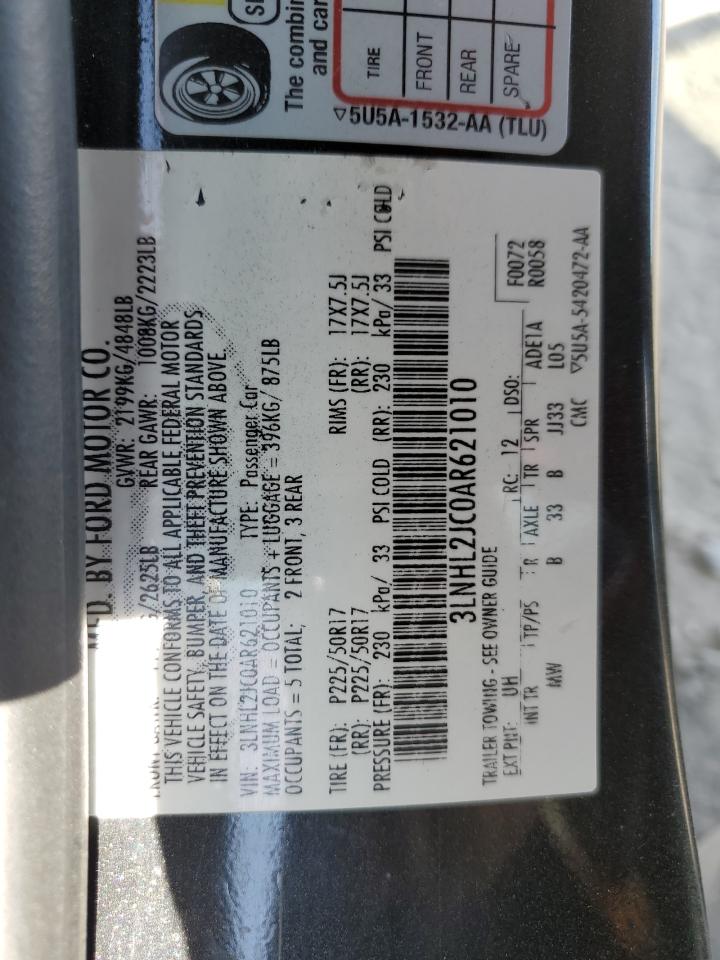 2010 Lincoln Mkz VIN: 3LNHL2JC0AR621010 Lot: 65089895