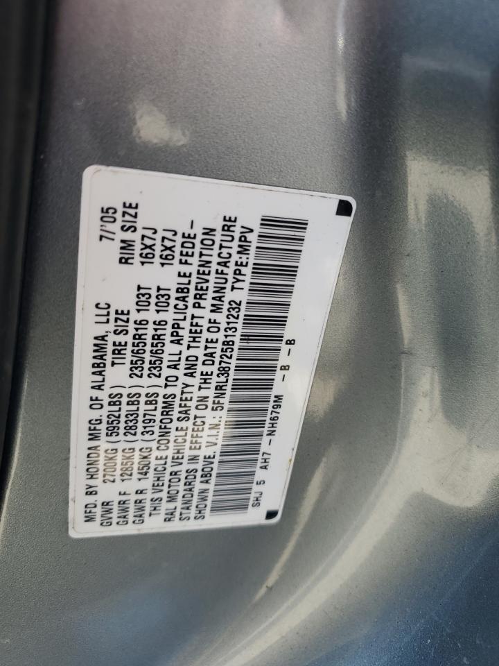 2005 Honda Odyssey Exl VIN: 5FNRL38725B131232 Lot: 64102455