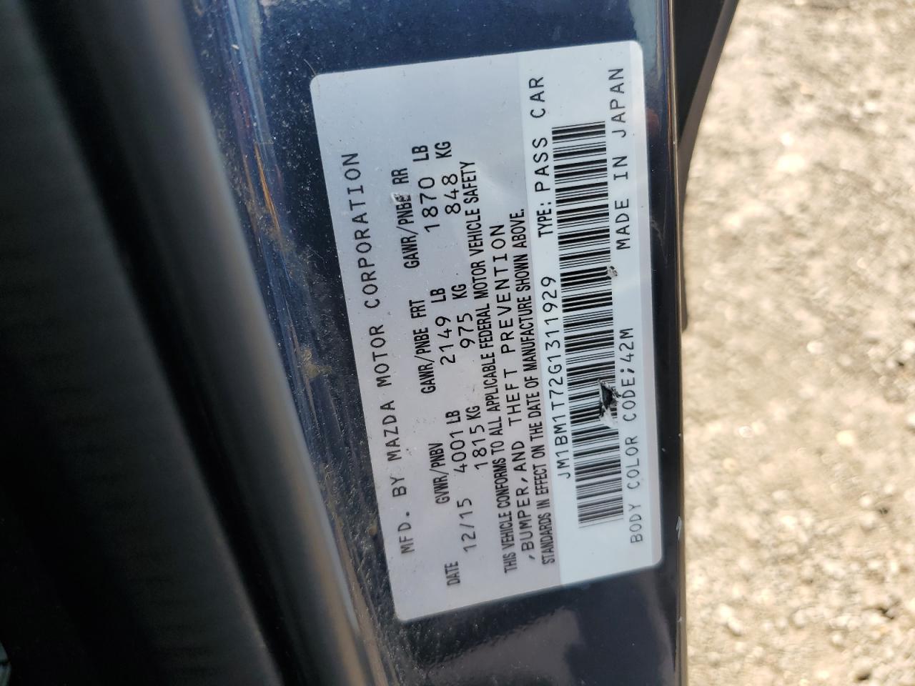 2016 Mazda 3 Sport VIN: JM1BM1T72G1311929 Lot: 66775915