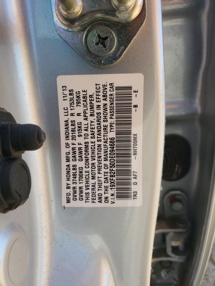 2013 Honda Civic Lx VIN: 19XFB2F50DE094686 Lot: 63305305