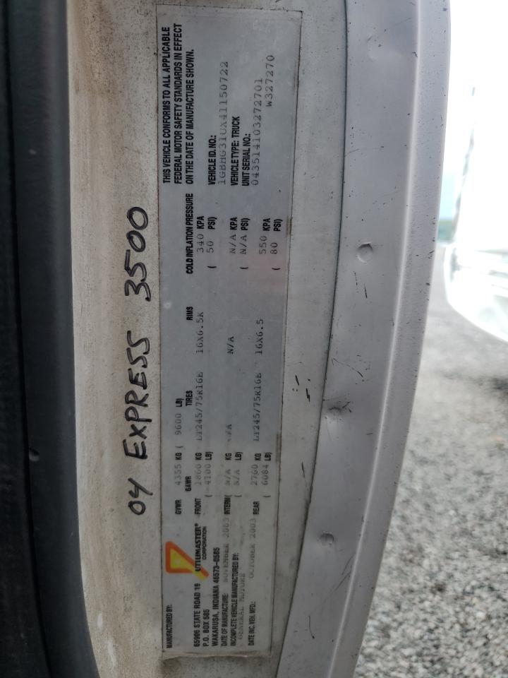 2004 Chevrolet Express G3500 VIN: 1GBHG31UX41150722 Lot: 65098825