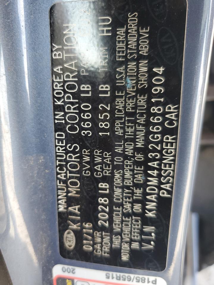 2016 Kia Rio Lx VIN: KNADM4A32G6681904 Lot: 65891905