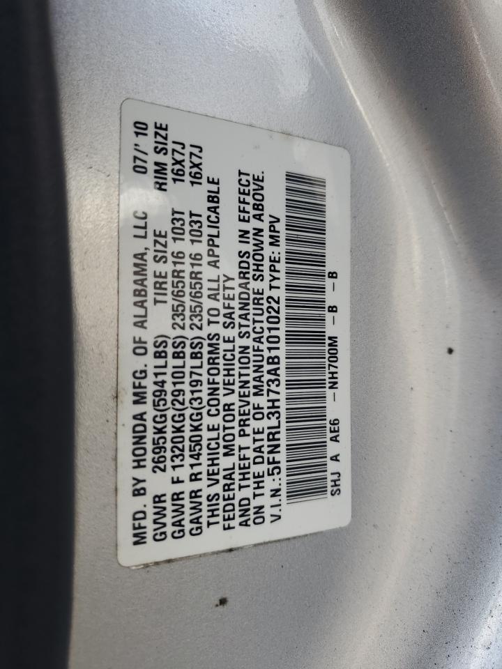 2010 Honda Odyssey Exl VIN: 5FNRL3H73AB101022 Lot: 64494385