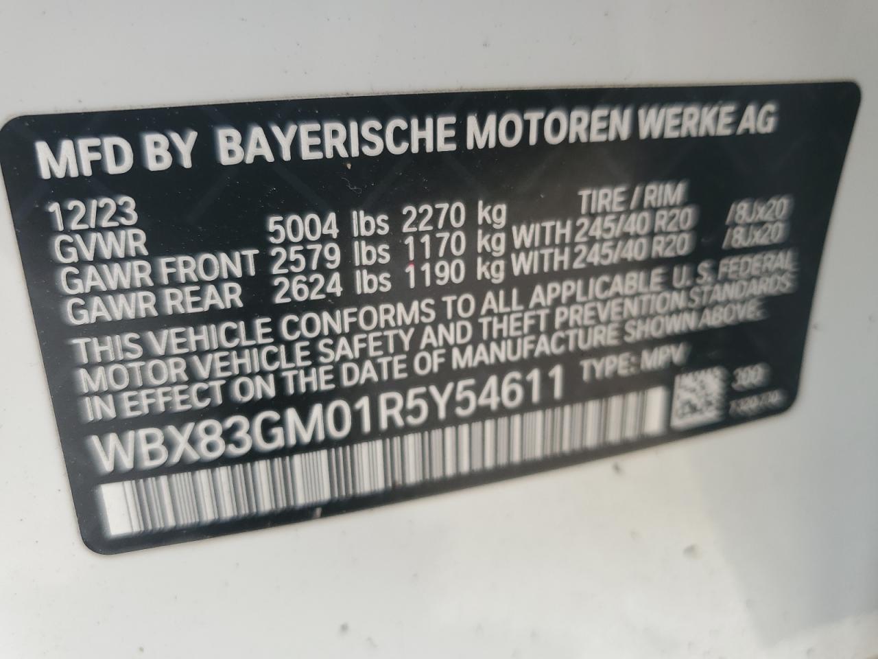 2024 BMW X2 M35I VIN: WBX83GM01R5Y54611 Lot: 62646395