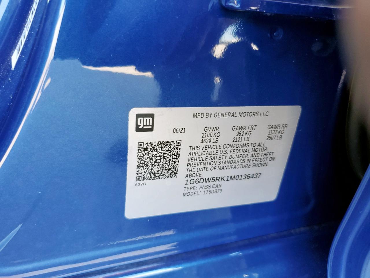 2021 Cadillac Ct5 Luxury VIN: 1G6DW5RK1M0136437 Lot: 65946715