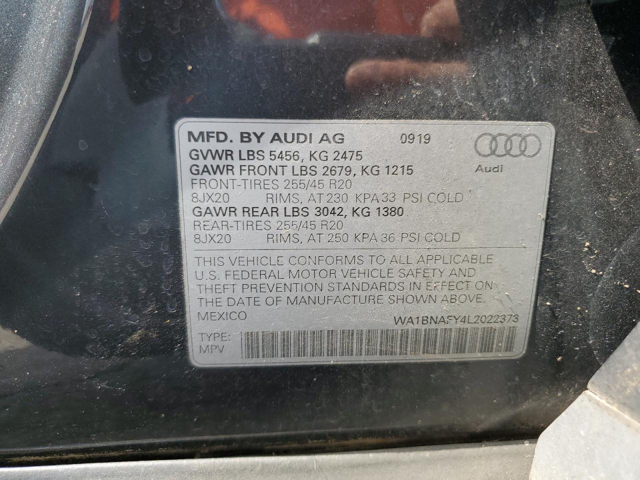 2020 Audi Q5 Premium Plus VIN: WA1BNAFY4L2022373 Lot: 64034835