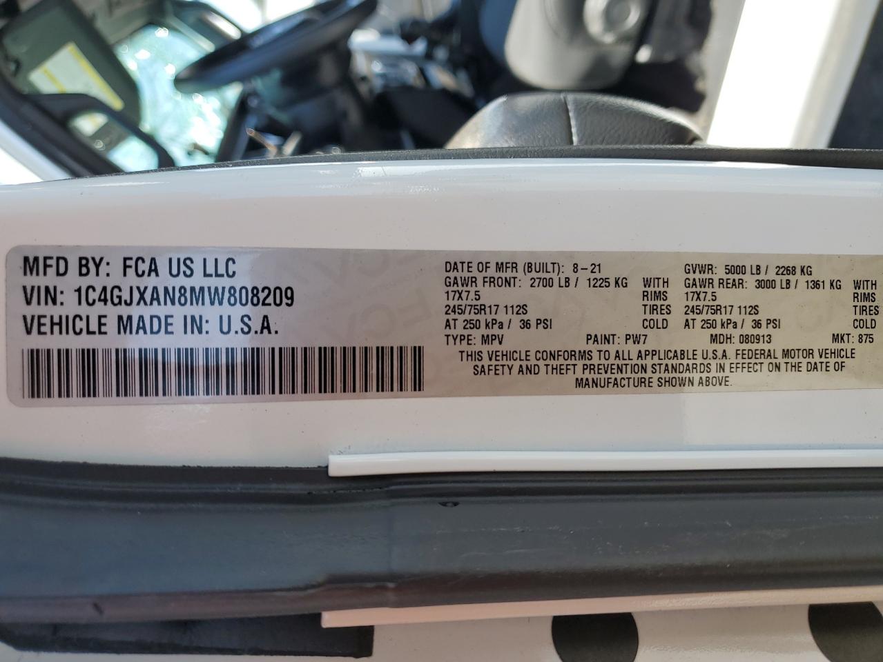 2021 Jeep Wrangler Sport VIN: 1C4GJXAN8MW808209 Lot: 62777845