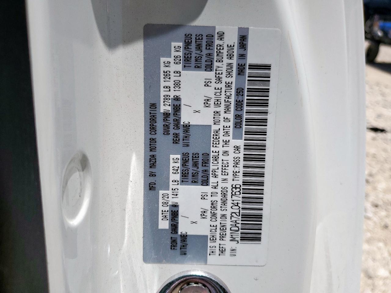2020 Mazda Mx-5 Miata 100Th Anniversary VIN: JM1NDAA72L0417636 Lot: 64312085