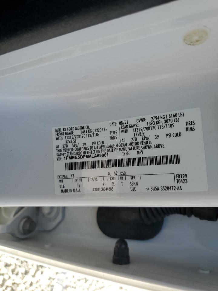 2021 Ford Bronco Base VIN: 1FMEE5DP6MLA69061 Lot: 64564535