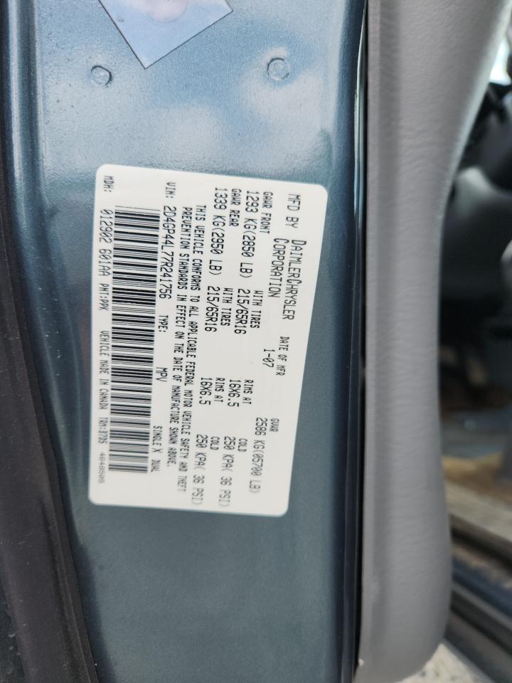 2007 Dodge Grand Caravan Sxt VIN: 2D4GP44L77R241756 Lot: 62859425
