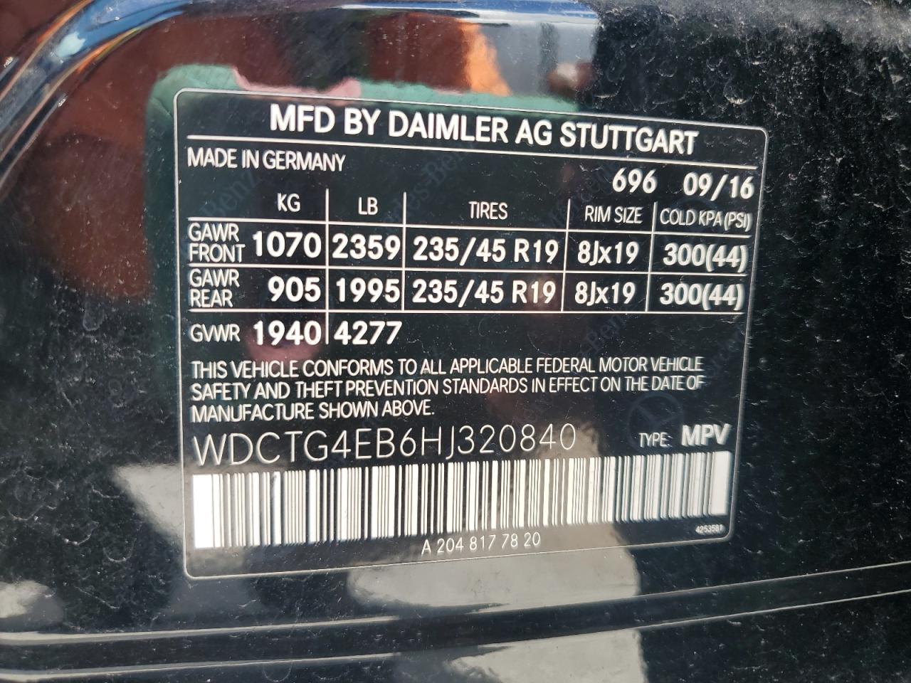 wdctg4eb6hj320840 WDCTG4EB6HJ320840 2017 Mercedes-Benz Gla 250