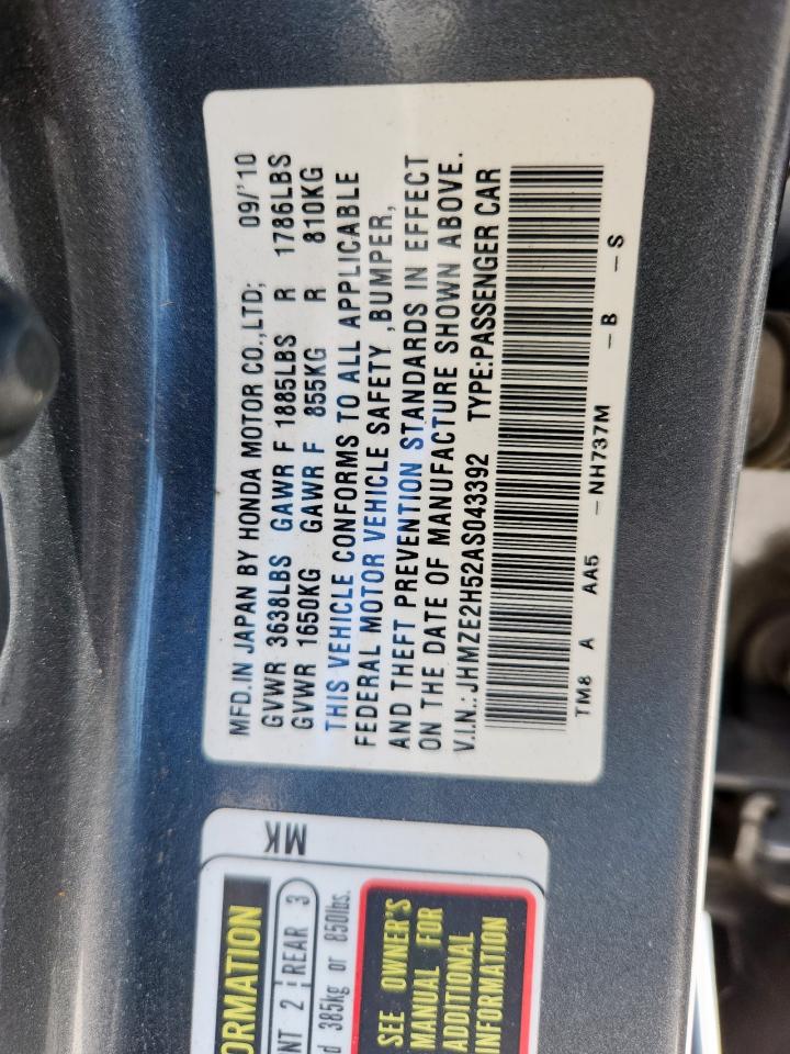 2010 Honda Insight Lx VIN: JHMZE2H52AS043392 Lot: 64576375