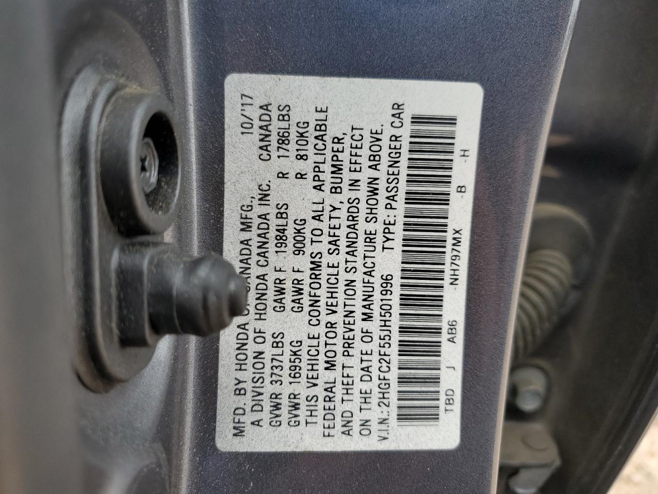 2018 Honda Civic Lx VIN: 2HGFC2F55JH501996 Lot: 64564815
