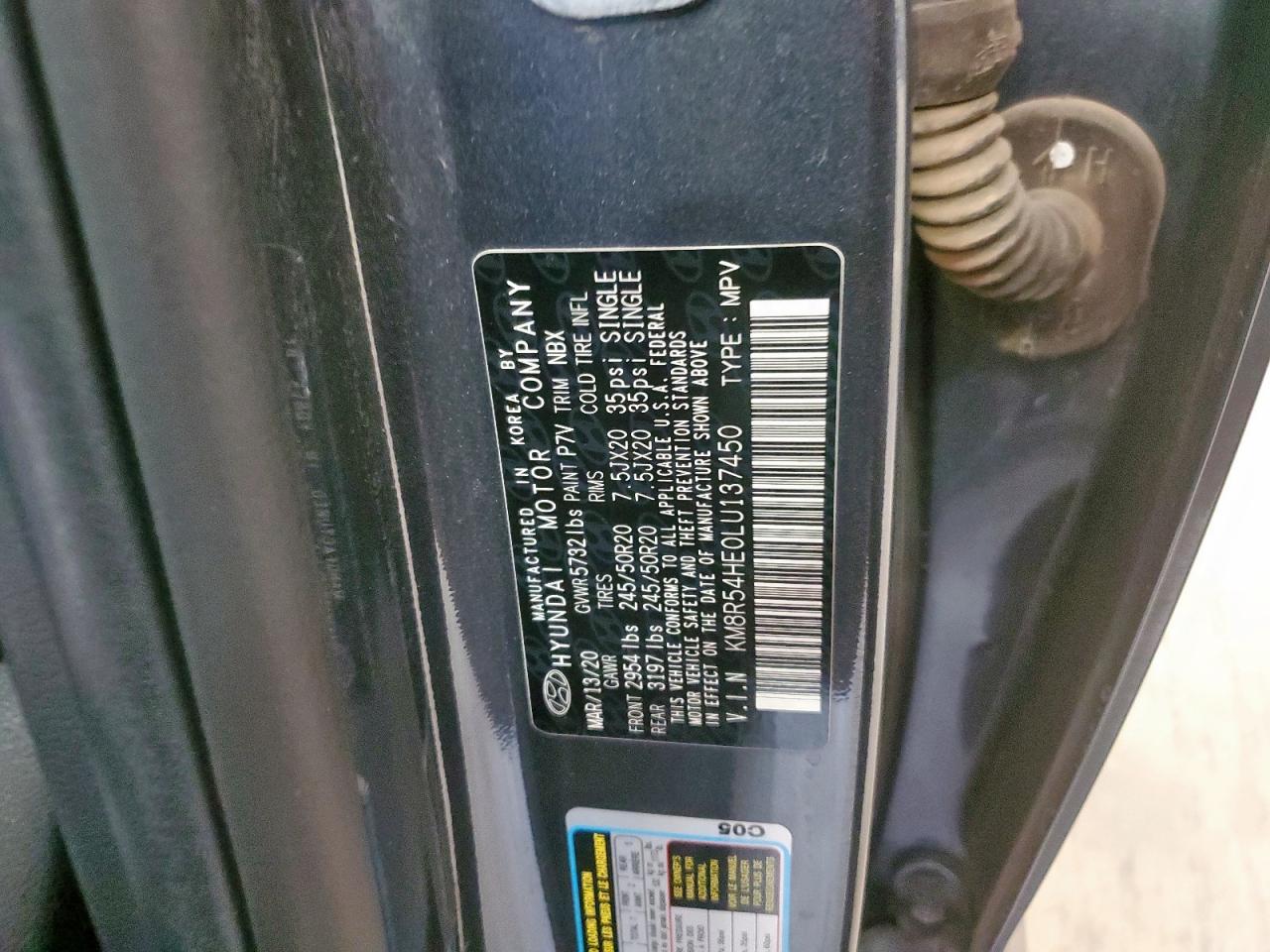 2020 Hyundai Palisade Limited VIN: KM8R54HE0LU137450 Lot: 63560465