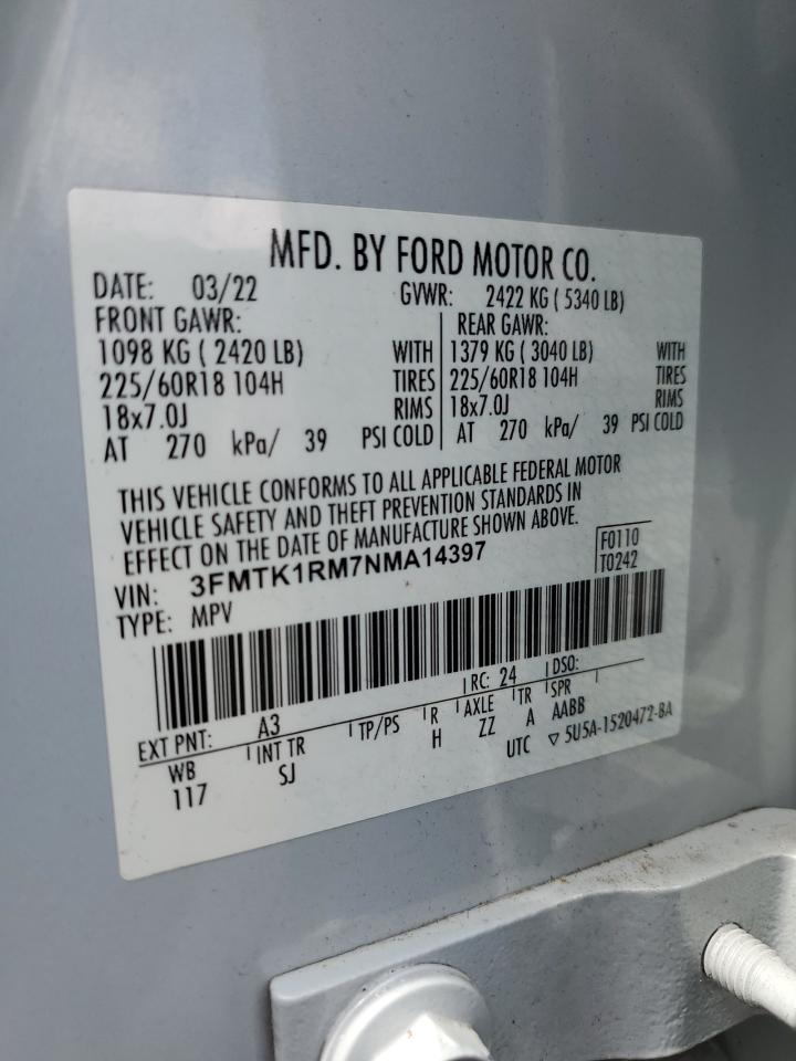 2022 Ford Mustang Mach-E Select VIN: 3FMTK1RM7NMA14397 Lot: 63568735