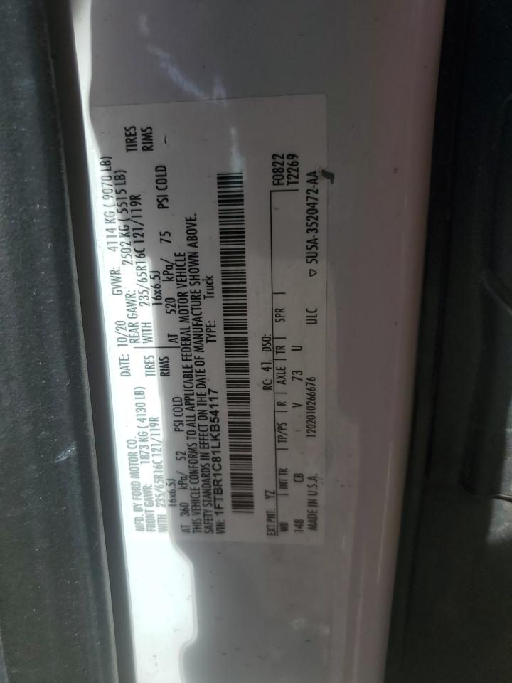 2020 Ford Transit T-250 VIN: 1FTBR1C81LKB54117 Lot: 63318555