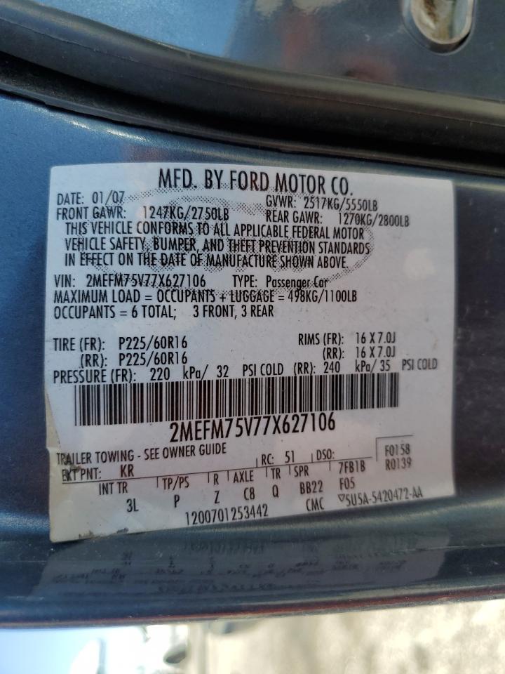 2007 Mercury Grand Marquis Ls VIN: 2MEFM75V77X627106 Lot: 64208375
