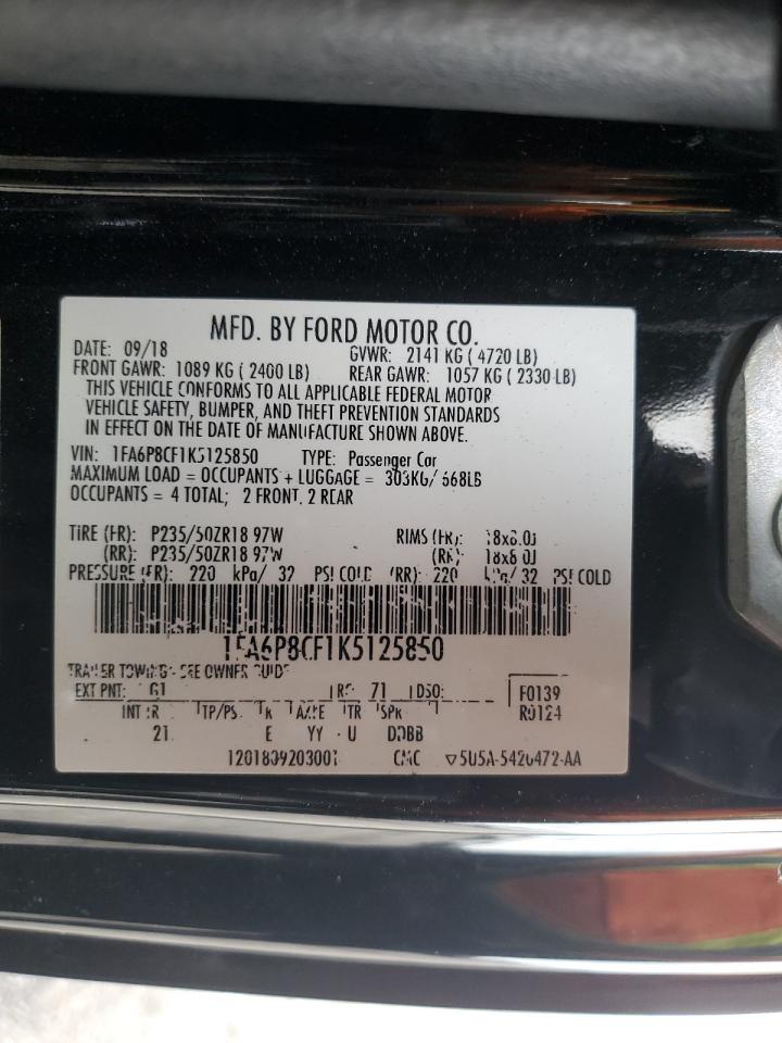 2019 Ford Mustang Gt VIN: 1FA6P8CF1K5125850 Lot: 64907675
