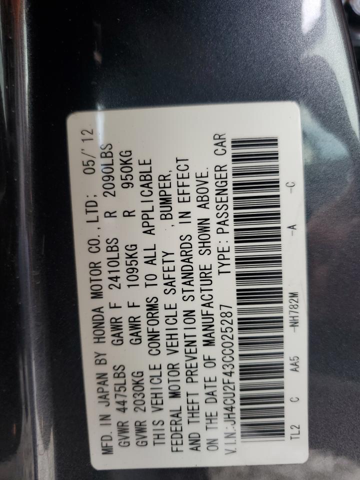 2012 Acura Tsx VIN: JH4CU2F43CC025287 Lot: 64820395