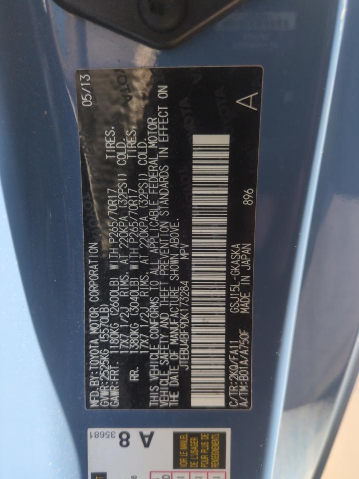 2013 Toyota Fj Cruiser VIN: JTEBU4BF9DK173284 Lot: 63489935