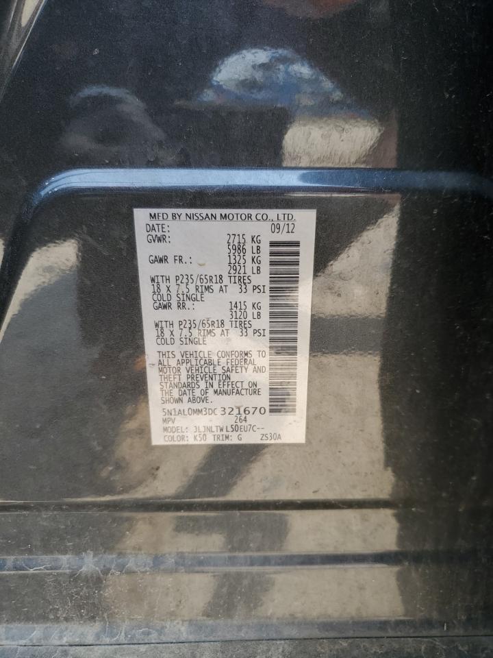 2013 Infiniti Jx35 VIN: 5N1AL0MM3DC321670 Lot: 64009105