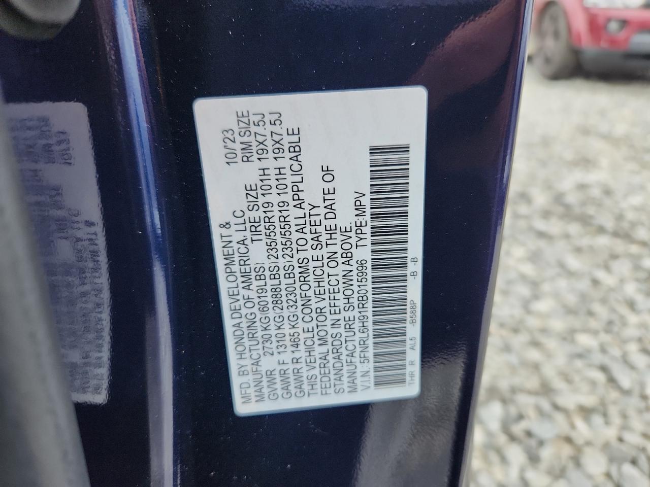 2024 Honda Odyssey Elite VIN: 5FNRL6H91RB015996 Lot: 62472995