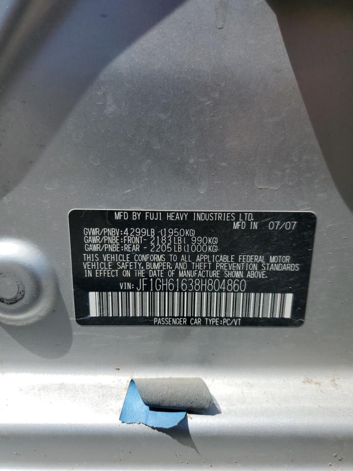2008 Subaru Impreza 2.5I VIN: JF1GH61638H804860 Lot: 64813145