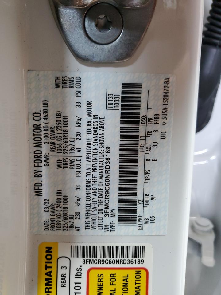 2022 Ford Bronco Sport Outer Banks VIN: 3FMCR9C60NRD36189 Lot: 63697755