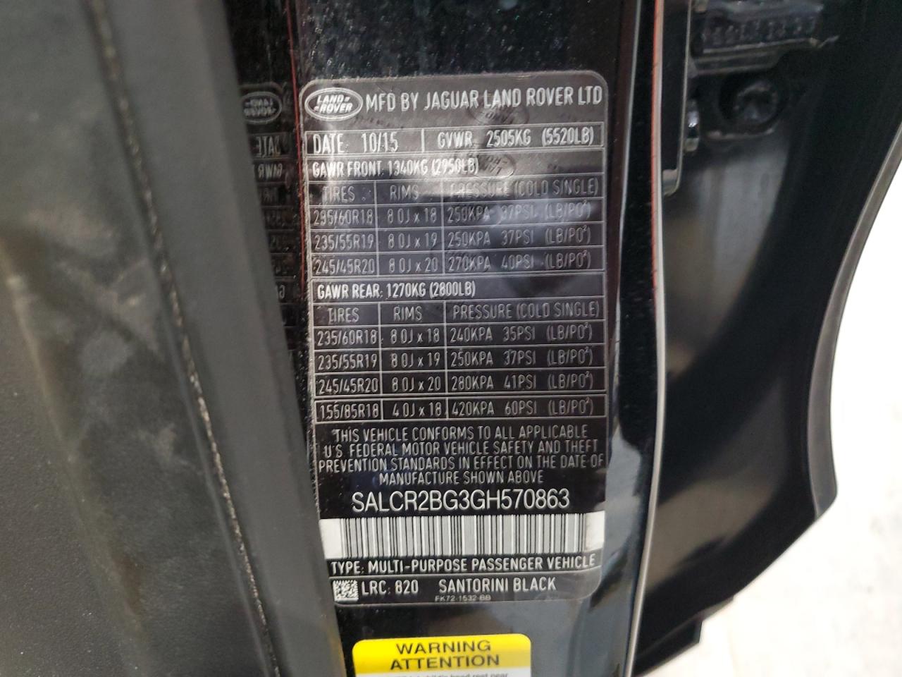 2016 Land Rover Discovery Sport Hse VIN: SALCR2BG3GH570863 Lot: 62694105